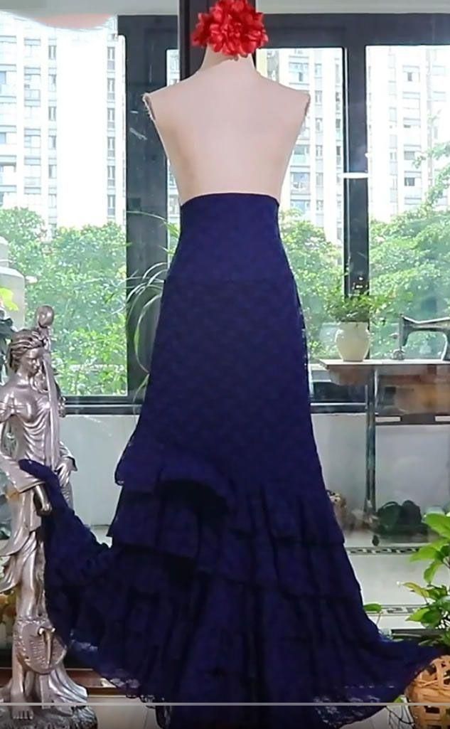 ランニング フラメンコ衣装 スカートレース ボリューム 色変更可 オーダーメイド