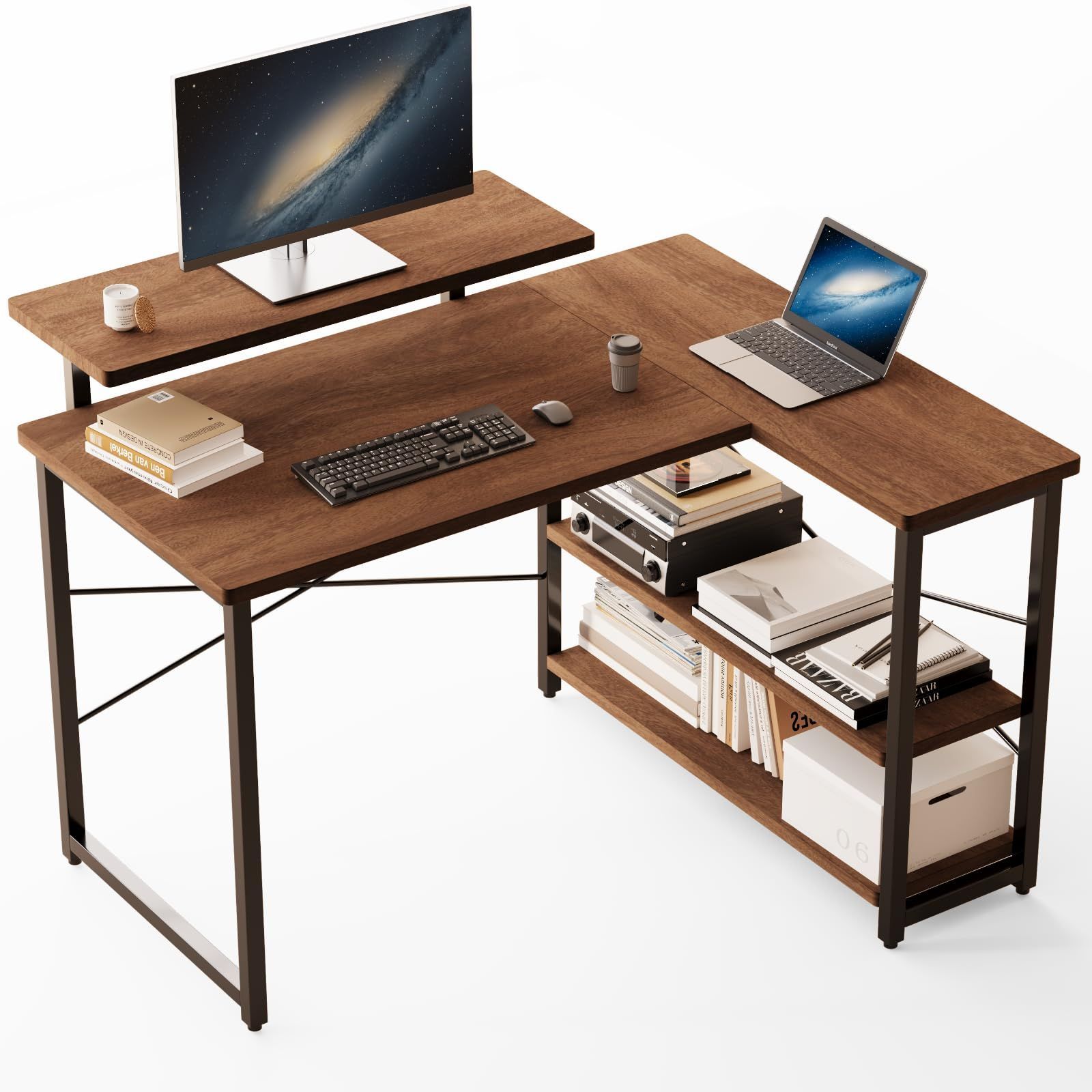 省スペース pc 付き 棚 ゲーミングデスクワークデスクL字デスク 組立簡単 desk computer 勉強机 学習机 在宅勤務 机 パソコンデスク Merytes