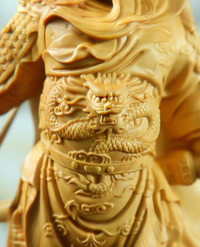 柘植材 仏教美術 木彫仏像 三国志 関羽様 三国志 関羽像 関帝像 関公像 立像 柘植の木 木彫り 置物 中国