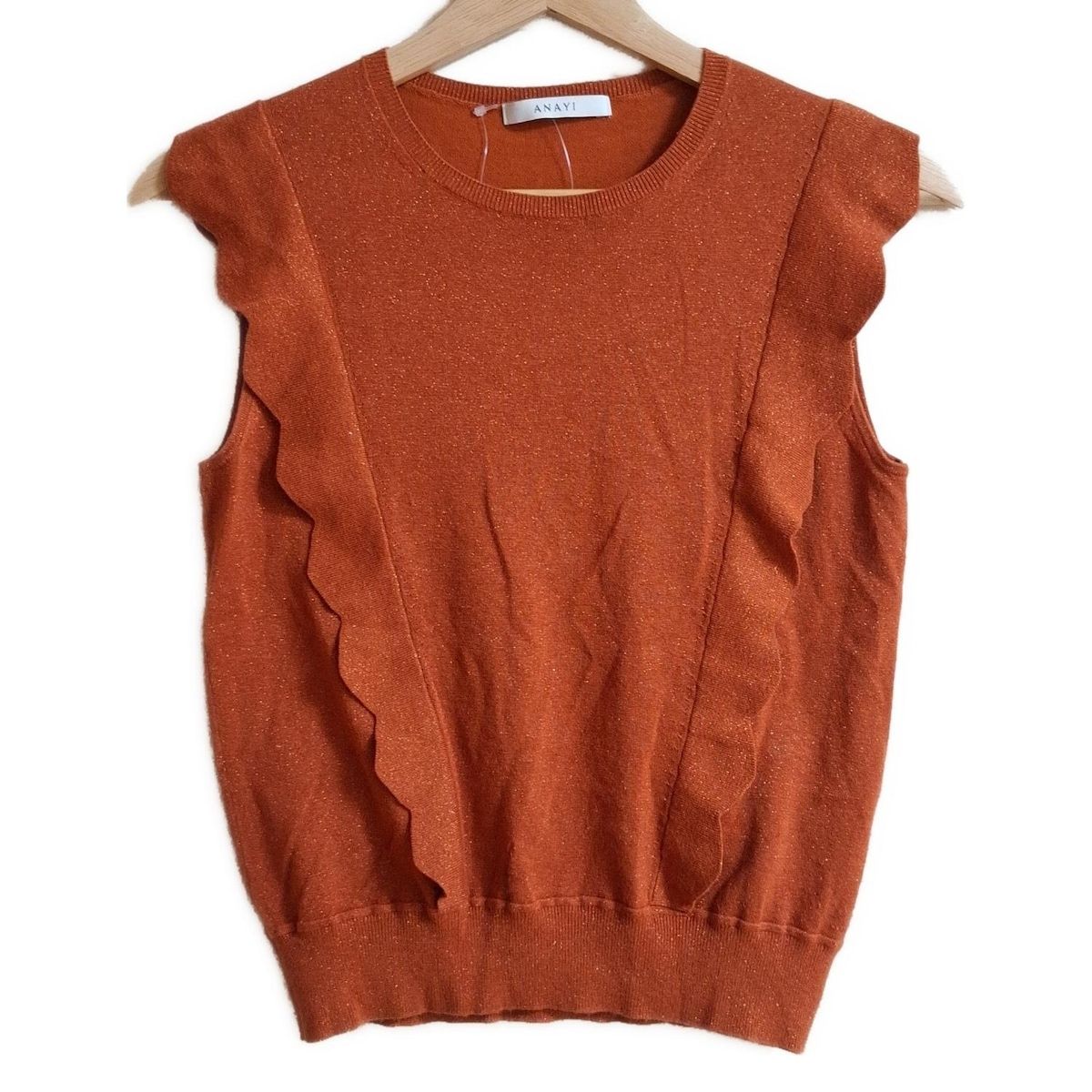 アナイ ANAYI ノースリーブカットソー サイズ38 M 白 レディース フリル トップス アナイ anayi ノースリーブ ブラウス カットソー m 38 黒 ギャザー