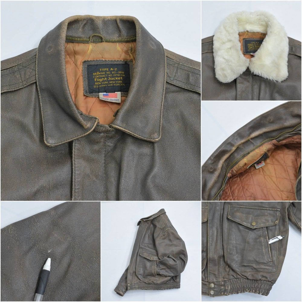 90sヴィンテージレザーフライトジャケットブルゾンミリタリーボンバーA-2 90's AVIREX A-2 TYPE Leather Flight Jacket 90年代
