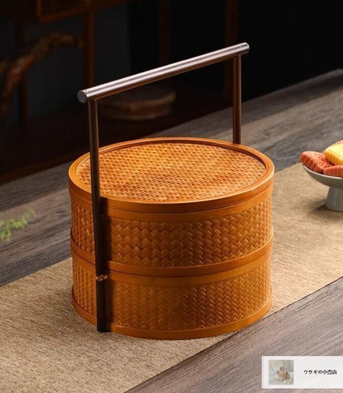 新入荷☆美品竹工芸 提籃籠 收納盒 茶道具籠 茶具 竹細工 - メルカリ