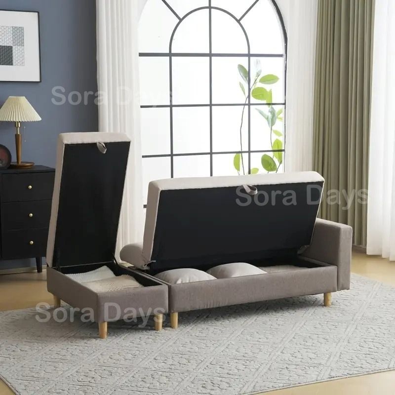 ○MODERN DECO 3人掛け 2WAYソファベッド ブラウン ○MODERN DECO 3人掛け 2WAYソファベッド ブラウン ○MODERN