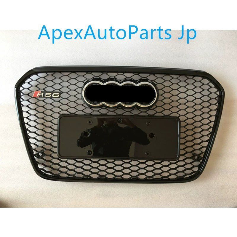 アウディA6L 改造用 RS6グリル 2012-2015年モデル アップグレード ハニカムRS6グリル フロントフェイス エンブレム付き