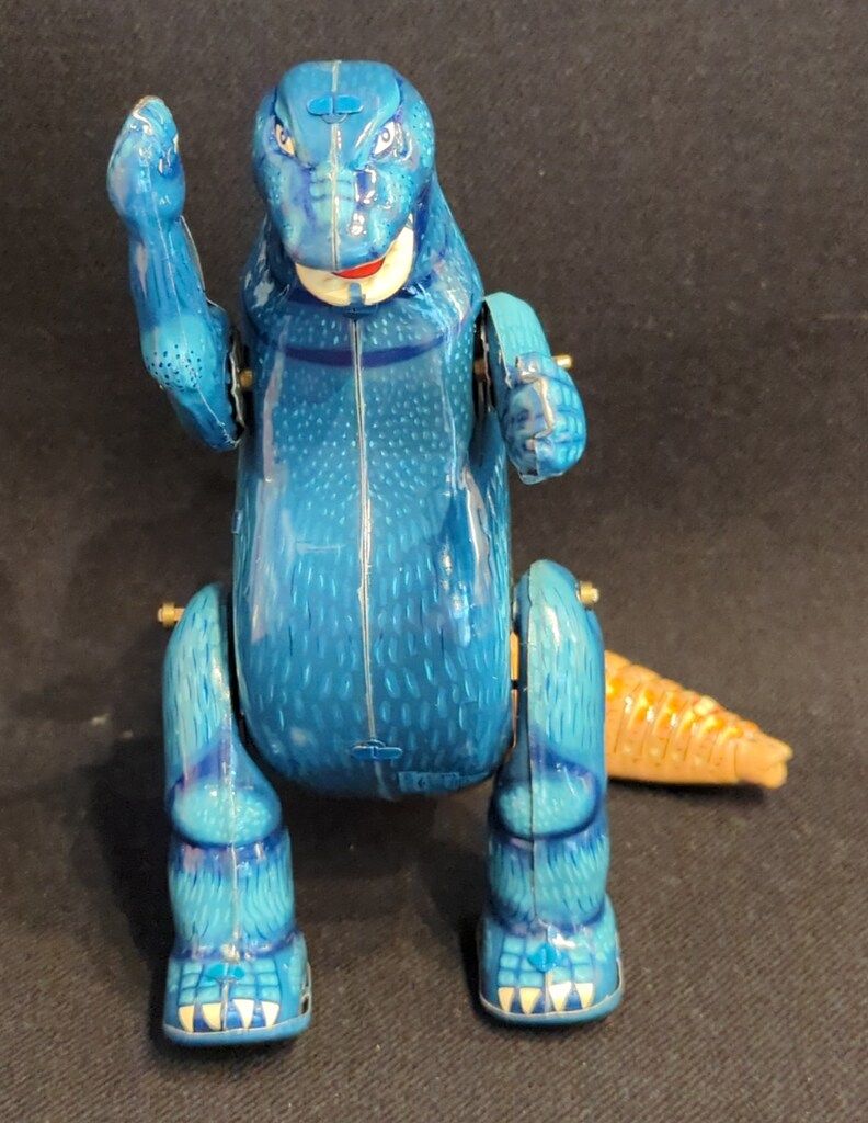 ビリケン商会 ゼンマイ歩行ブリキ ゴジラ(幼虫モスラ付) ブルー 180mm