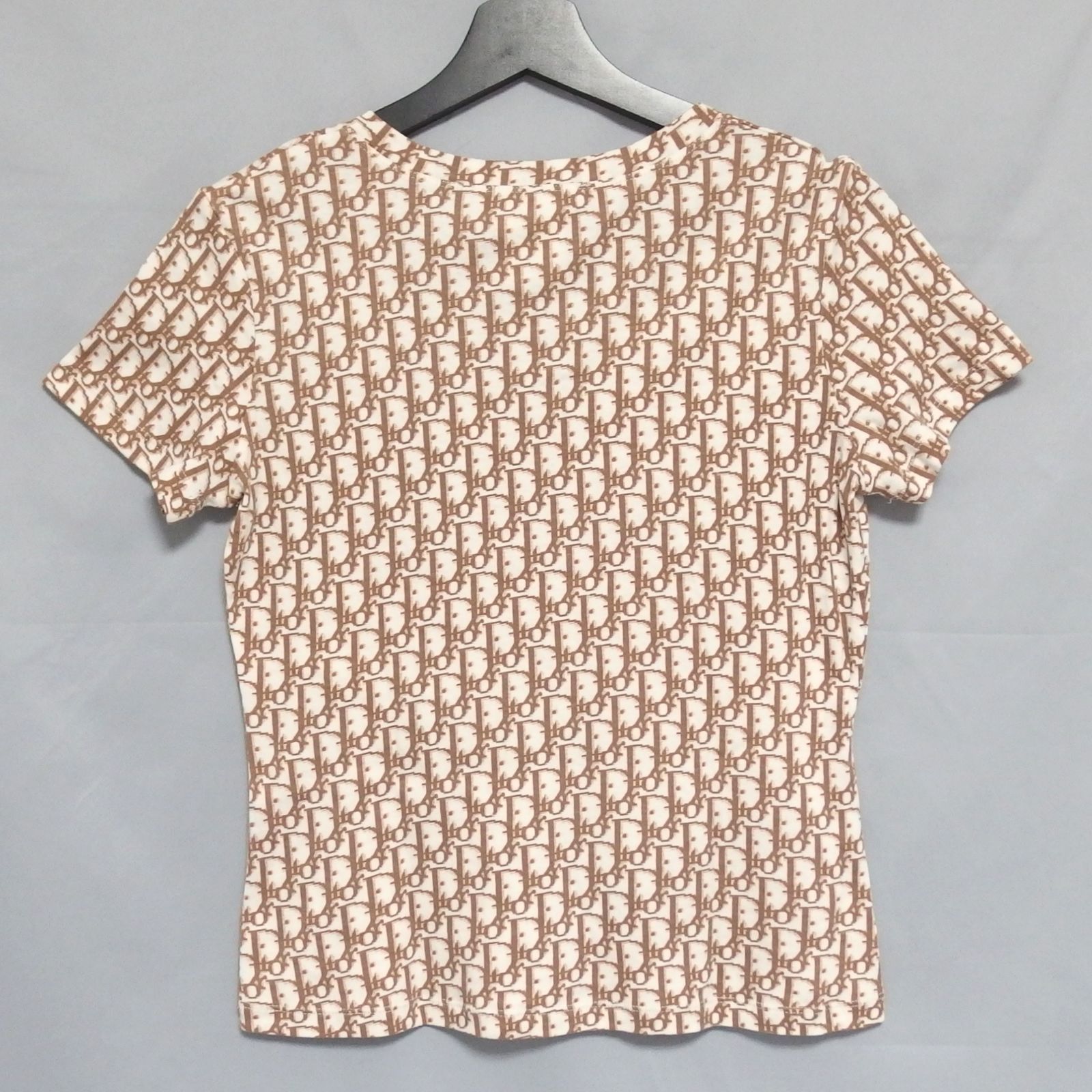 美品☆Christian Dior 花 刺繍 トロッター Vネック Tシャツ 半袖