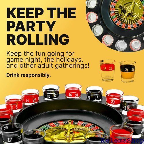 Drinking Roulette Game - Shot Glass – Set com: 16-Piece Red&frasl;Black 0 Party glass Balls Bo-Toys