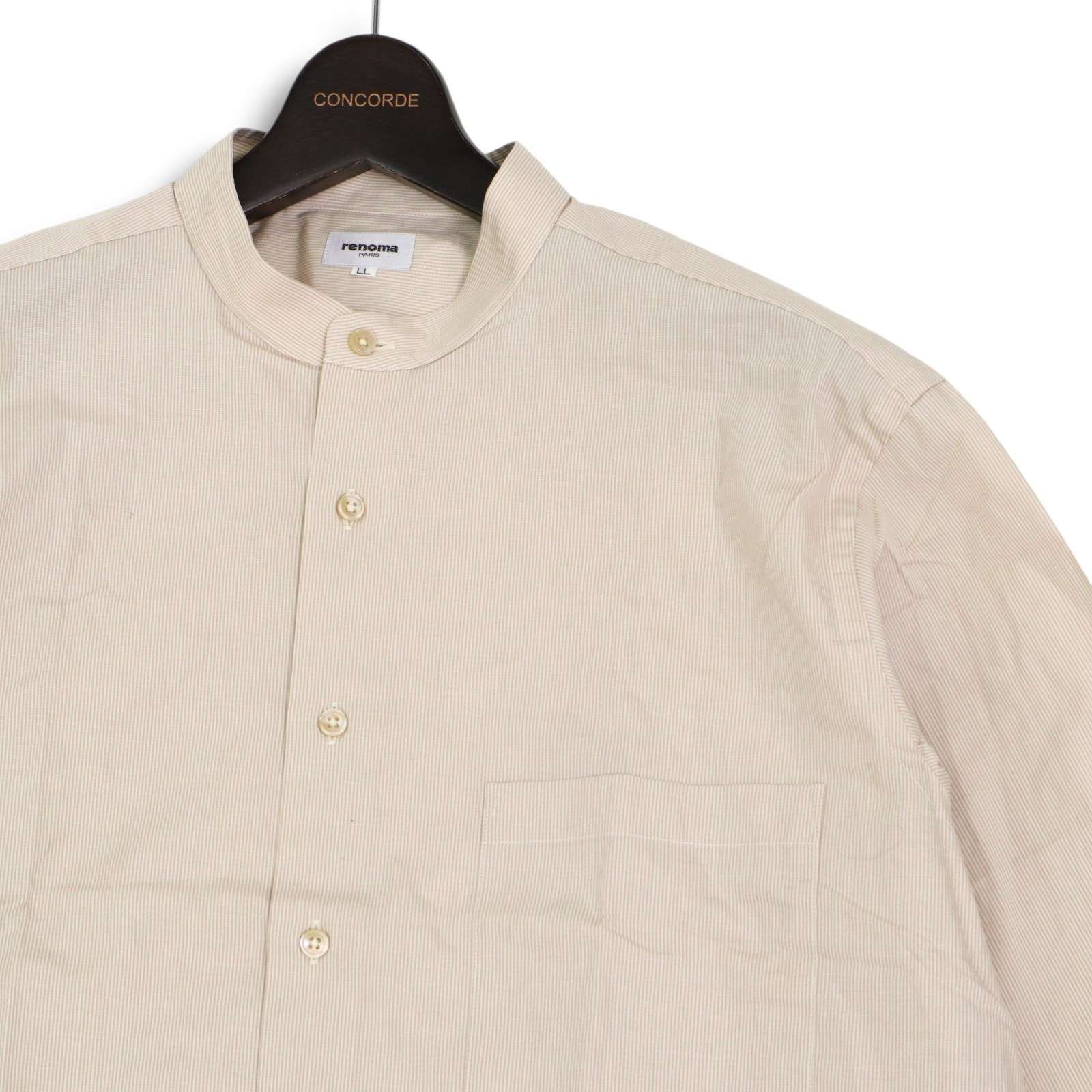 タグ付き☆ renoma レノマ 通年☆ ストライプ 長袖 バンドカラー