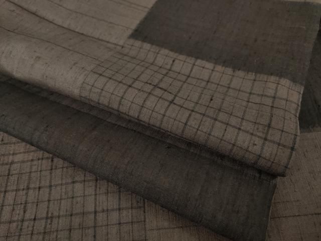 平和屋着物●上質な紬 格子 正絹 AABB7293ck