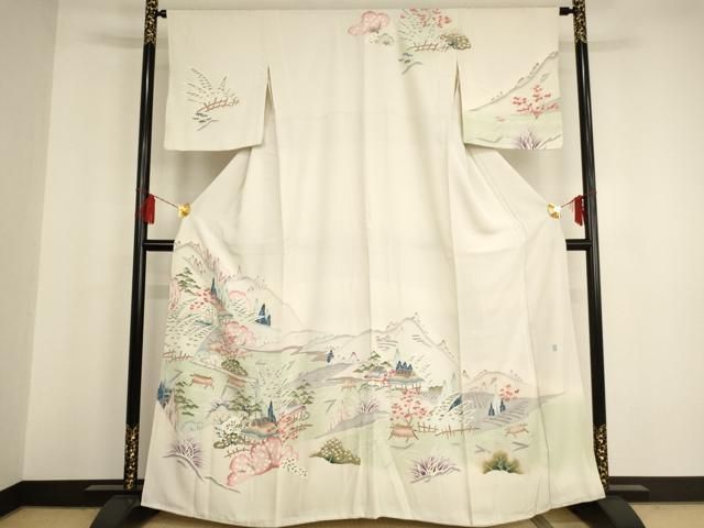 平和屋着物▽訪問着 単衣 名所風景文 暈し染め 正絹 逸品