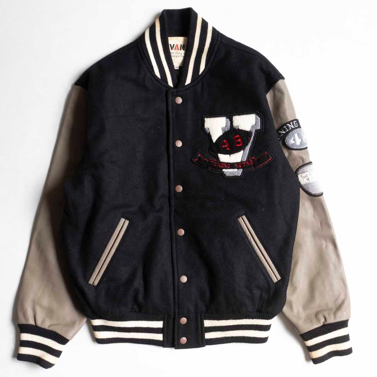 美品】VAN JAC【袖レザー スタジャン】M ヴァン ワッペン スタジアム