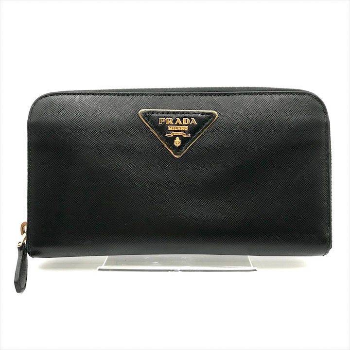 希少 美品 プラダ サフィアーノ 長財布 ラウンドファスナー デカロゴ ブラック 良品 PRADA プラダ ビッグロゴ サフィアーノ ラウンドファスナー