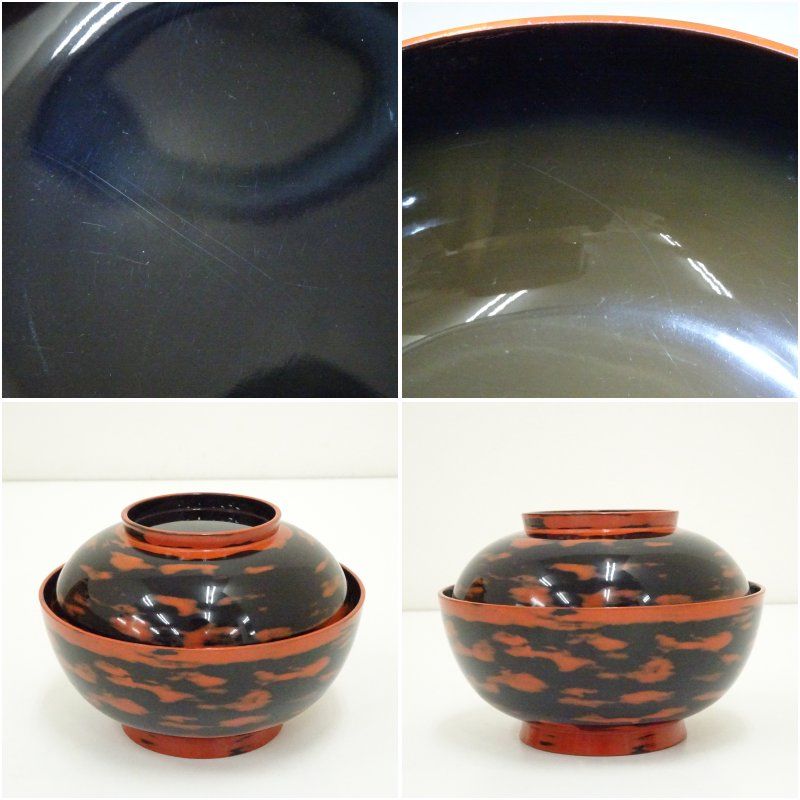 根来塗 青紫園造 煮物椀5客（共箱） 漆器 器 おしゃれ 懐石 割烹