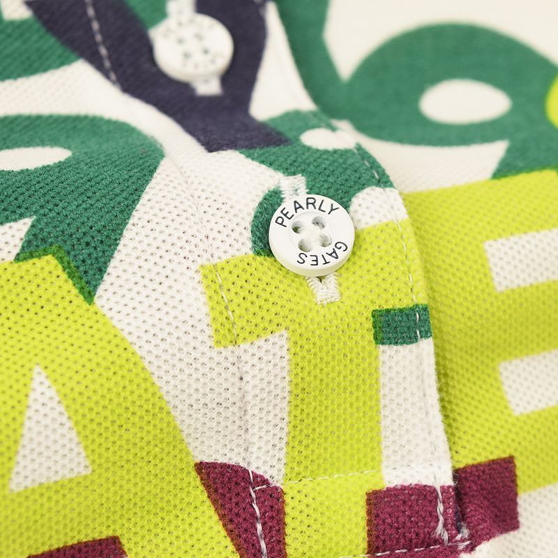 パーリーゲイツ ワンピース ノースリーブ ポロシャツ ロゴ総柄 ロゴボタン 刺繍 サイズ：1・M・新品】パーリーゲイツ 日本製 マルチカラーロゴ