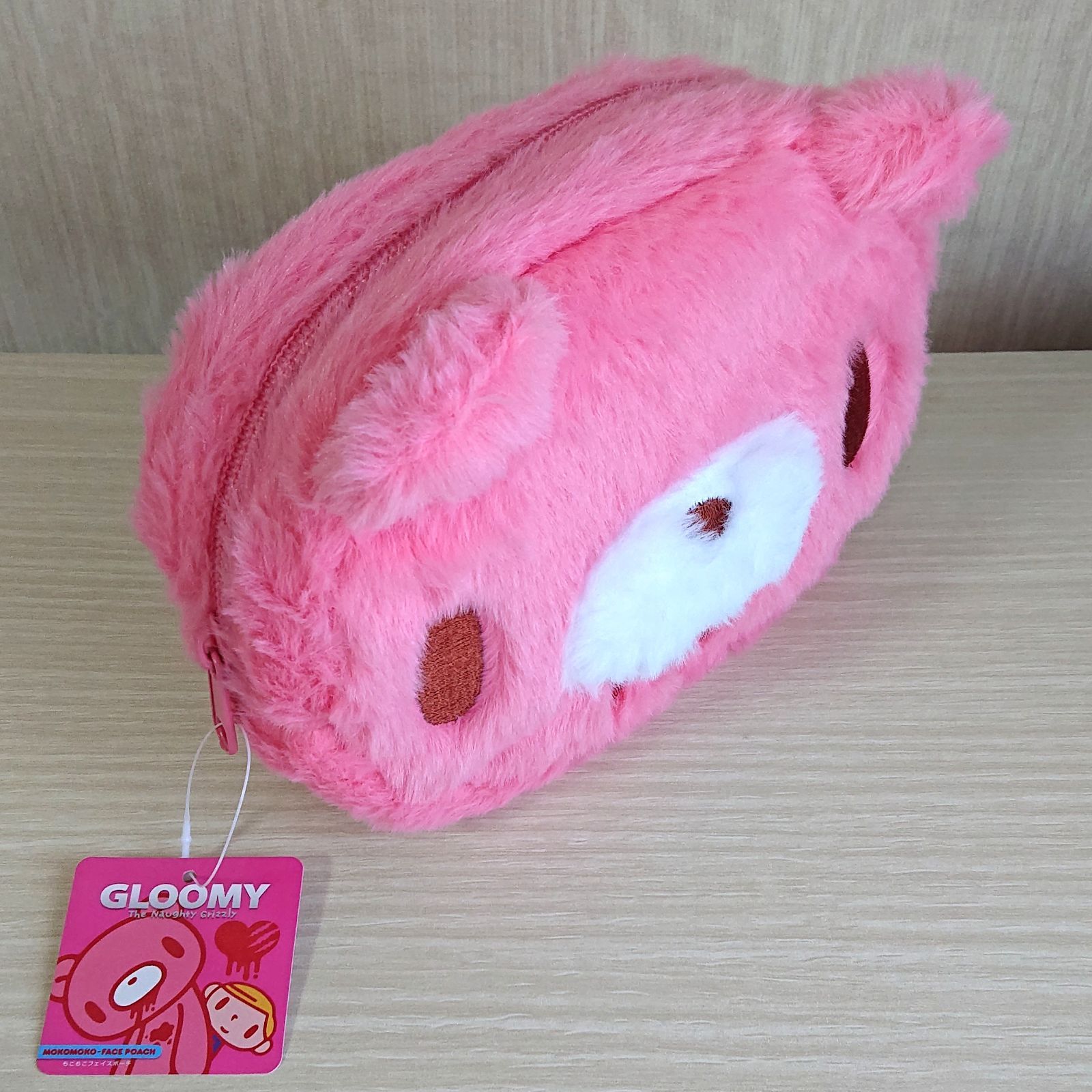 グルーミー もこもこフェイスポーチ ピンク ぬいぐるみポーチ
