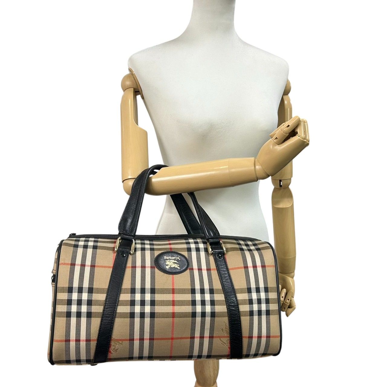 ✨美品✨バーバリー ハンドバッグ ノバチェック ホースロゴ 筒型