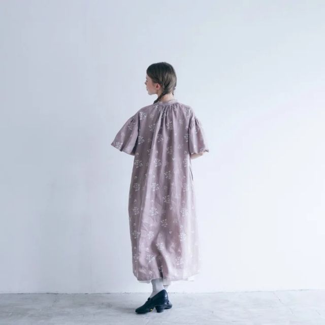 MAGALI TSUBOMI リネン バルーン袖ペザントワンピース モーヴピンク ワンピース マガリ