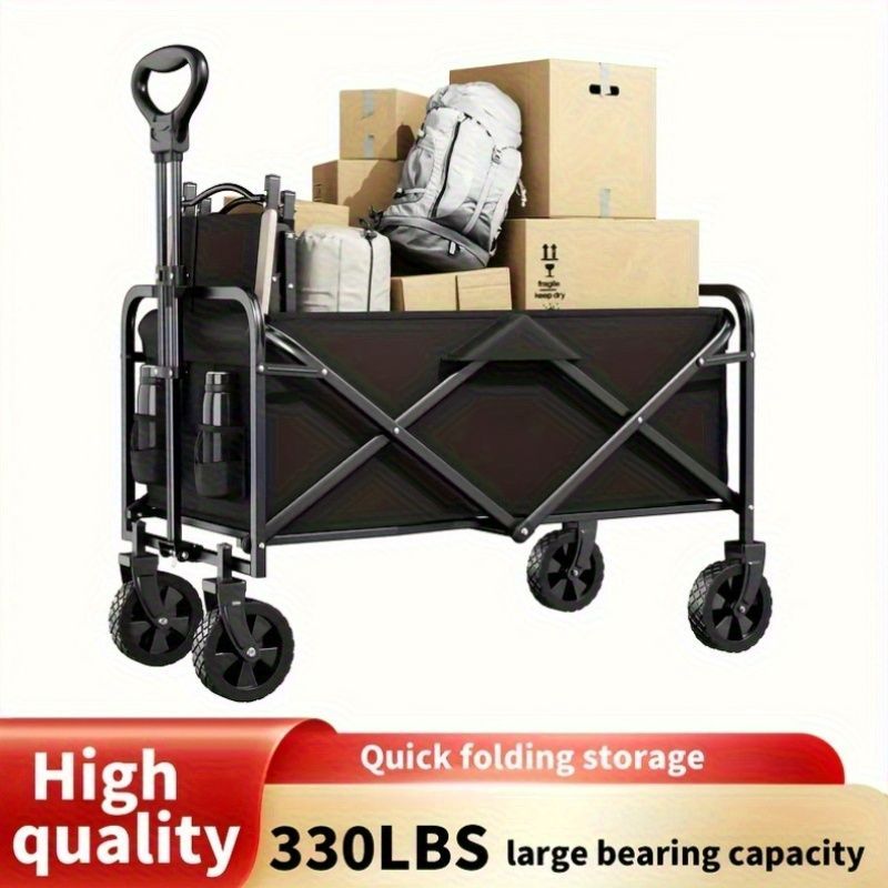 折りたたみ式旅行カート !-利用不可文字-! 大容量 オックスフォード生地 360°回転ホイール 調節 ハンドル 電源不要 アウトドア＆日常用キャリーカート