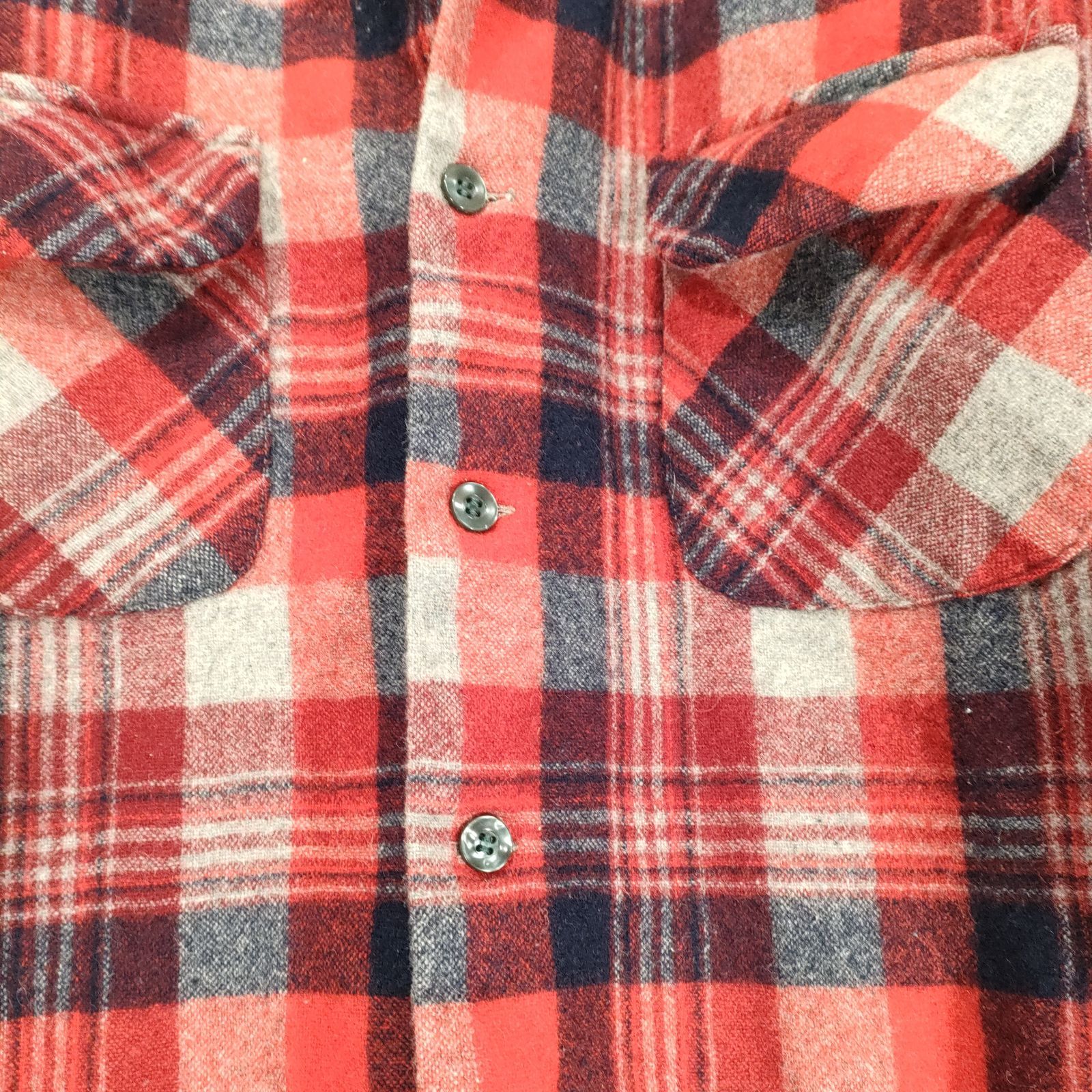 70s】好配色PENDLETONペンドルトン オープンカラー チェック ウール 