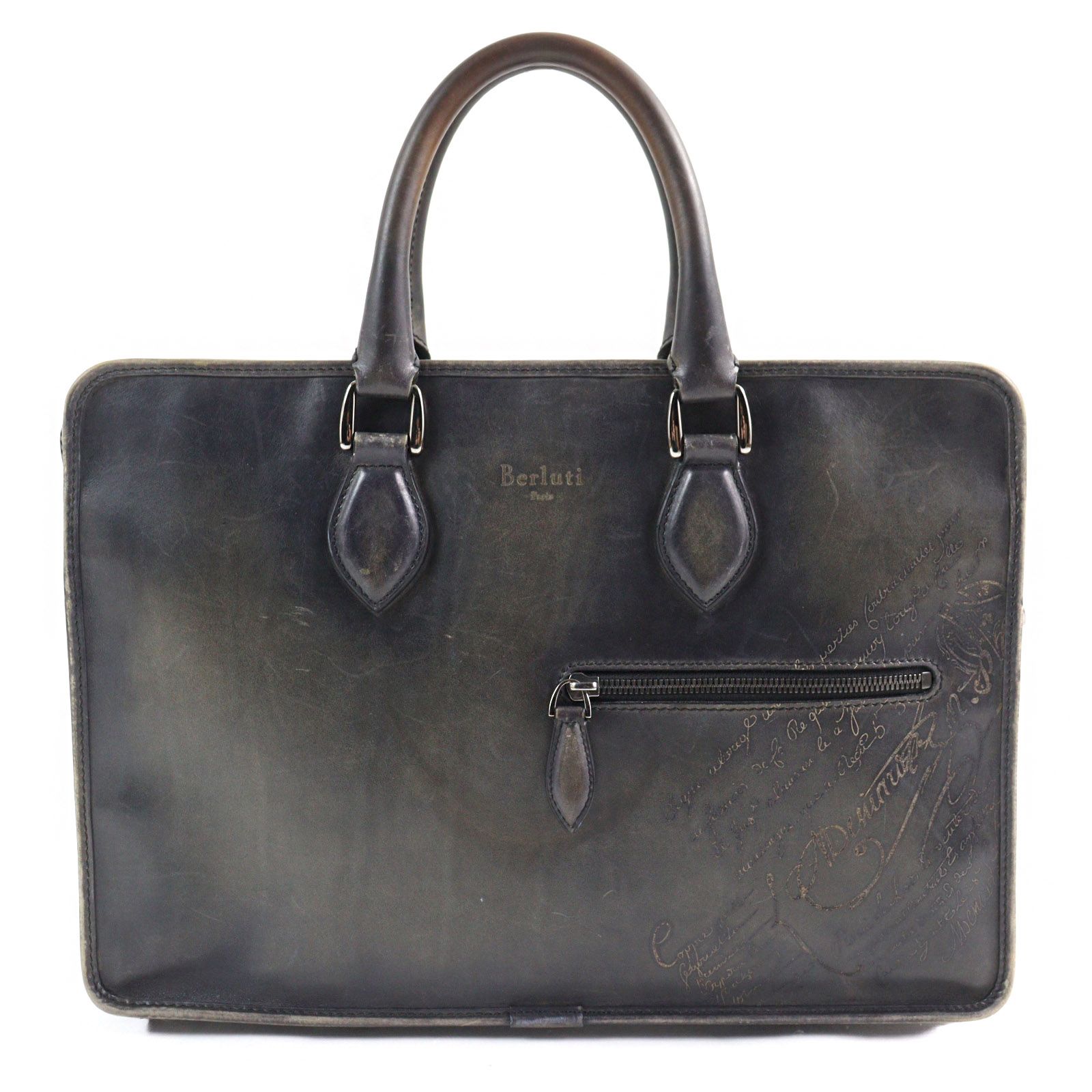 Berluti グレー レザー ビジネスバッグ Berluti グレー レザー ビジネスバッグ ブリーフケース 紳士用