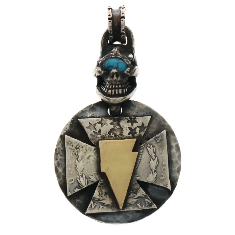 STOP LIGHT ストップライト K18 SKULL THUNDER TOP スカルサンダー ターコイズ ペンダントトップ シルバー|ゴールド