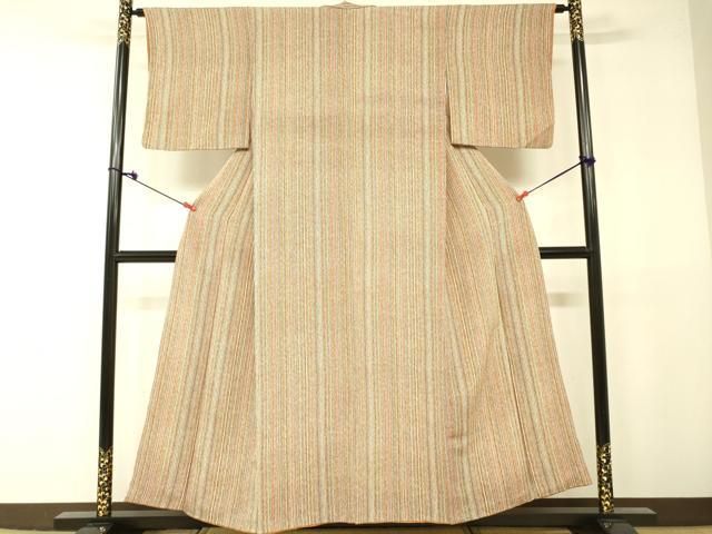 平和屋着物□上質な小紋 縞 鬼しぼ縮緬 正絹 逸品 DAAT8593zy