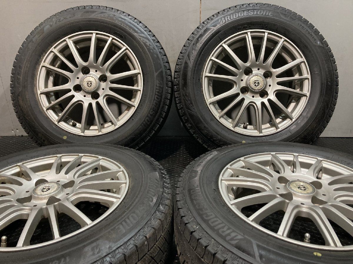【BS BLIZZAK VRX3 175/70R14】スタッドレス【Weds G-Mach 14インチ 5.5J4HPCD100+42】21年製 バリ溝 ヤリス ヴィッツ アクア等　(MTH684)