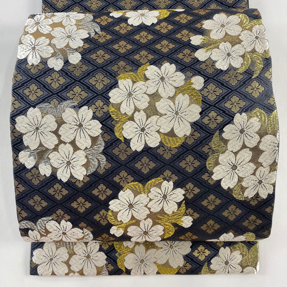 O0700 美品 逸品 山口美術織物 山口弘躬 監修 唐織 正絹 袋帯 袋帯 美品 逸品 山口美術織物 落款 山口弘躬監修 桜 花菱 金銀糸