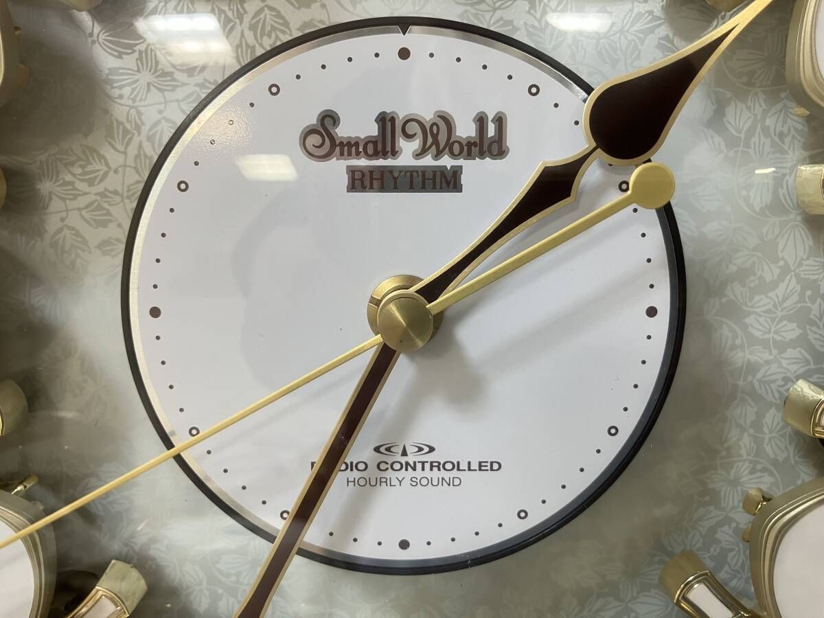 RHYTHM Small World 電波掛時計 4MN480RH 20559】稼働 電波時計 RHYTHM Small World スモールワールド 4MN480RH
