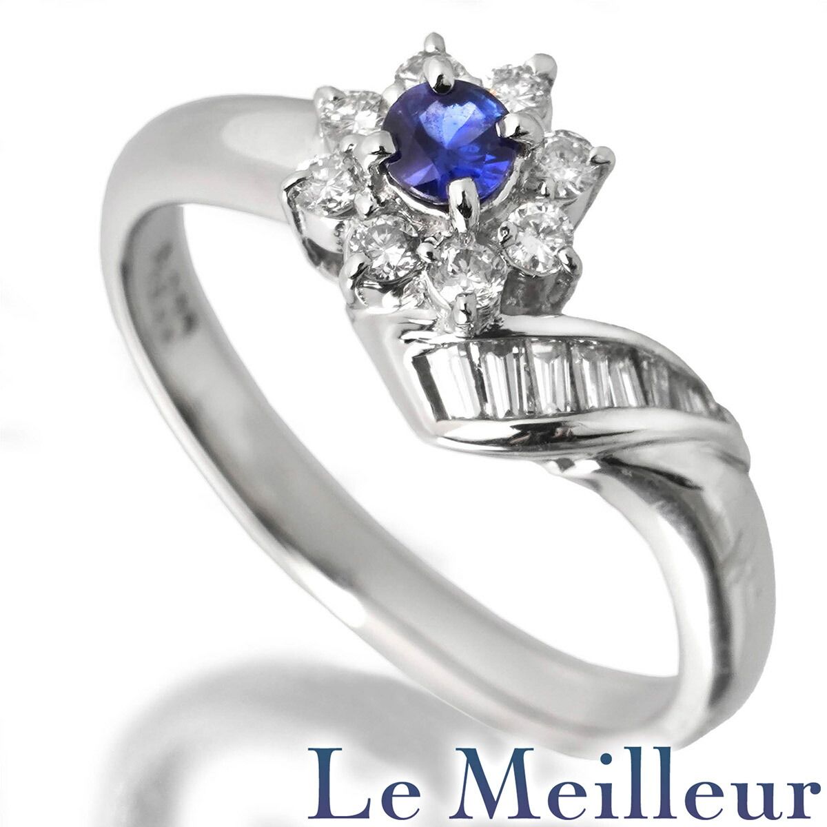 ブルーサファイア ダイヤモンド 0.27ct プラチナ Pt900 リング 指輪 12 
