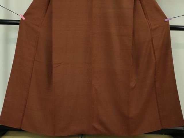 平和屋本店□極上 鈴木苧紡庵 紬 色無地 葡萄茶色 反端付き 逸品