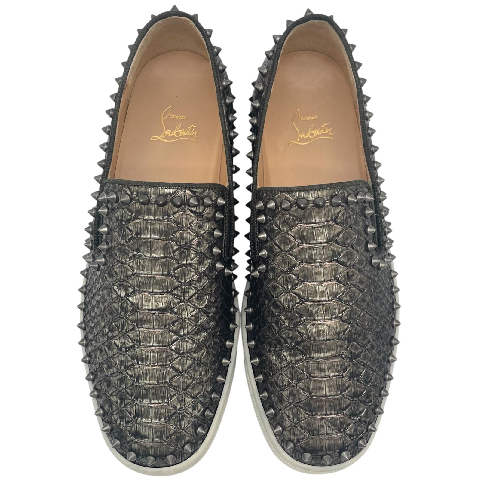 【美品】クリスチャンルブタン スパイクスタッズ スリッポン スニーカー 42 美品 Christian Louboutin クリスチャン ルブタン スリッポン
