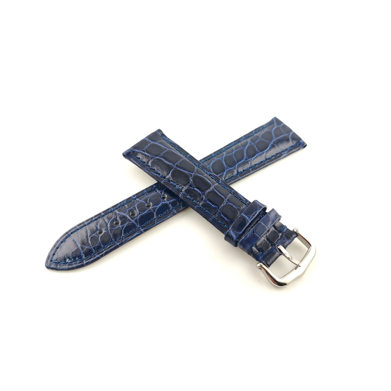 21mm 腕時計 アリゲーター レザー ベルト ブルー 青 尾錠タイプ 対応 カルティエ タンク 等 Cartier