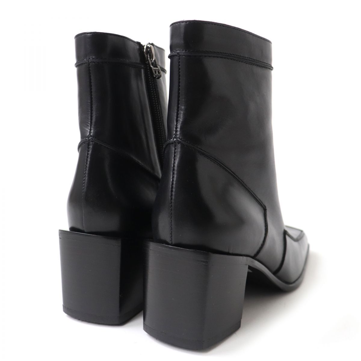 美品 BALLY ブラック レザー サイドジップ スクエアトゥショート