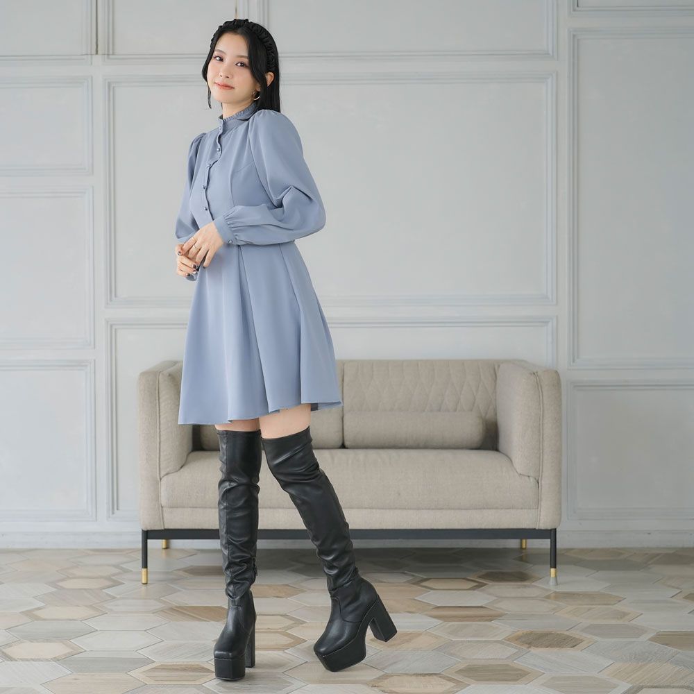 10/10まで値下げ！夢展望　ミニ丈ワンピース　チャーム付き　ブラック　6L Tiny】胸元開き角襟セットアップ – レディースファッション通販