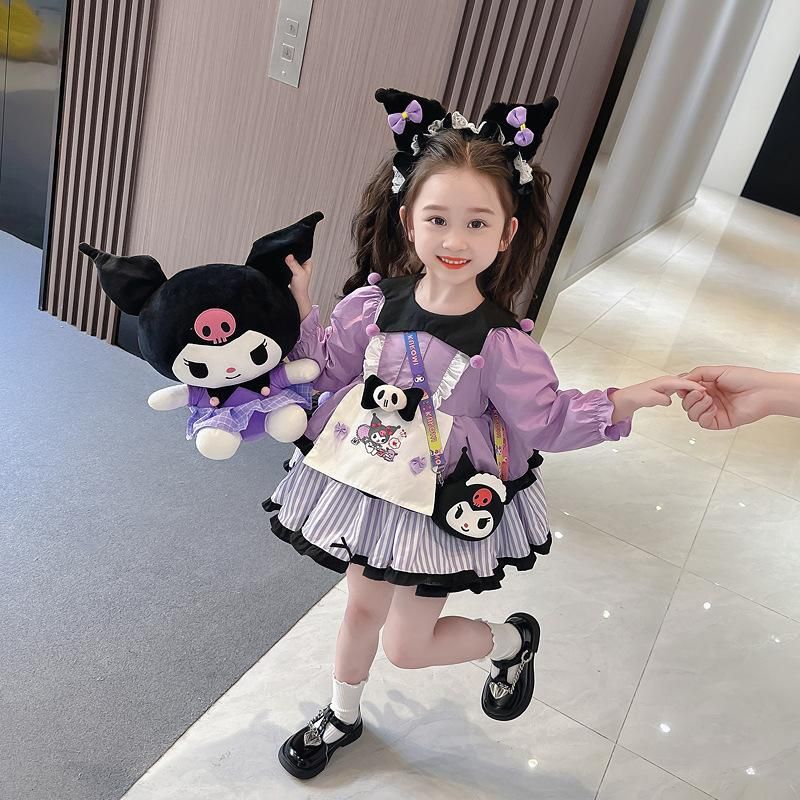 コスプレ 可愛い クロミ コスプレ衣装 ロリータ リボン ワンピース 女の子 cosplay 子供用 イベント コスチューム 仮装 パーティー用  スカート＋ヘアバンド+バッグ+人形 - メルカリ