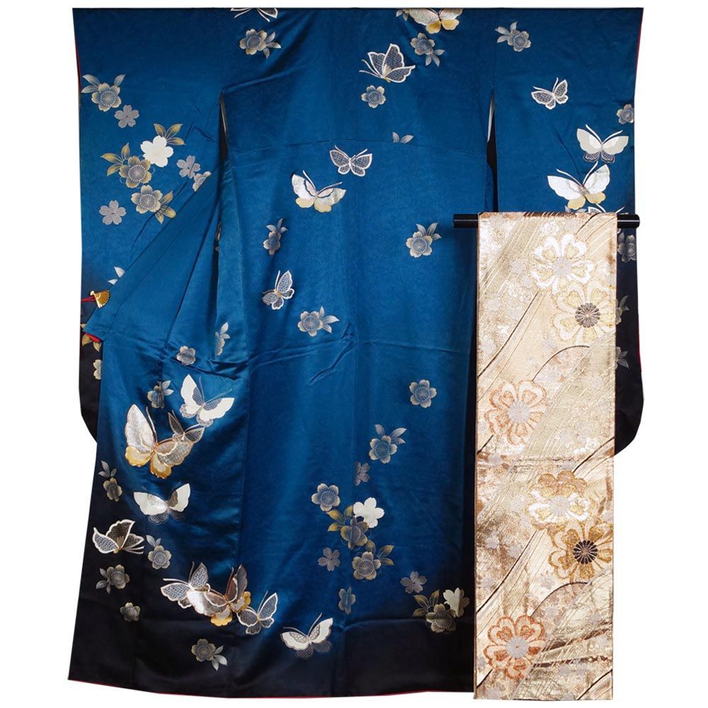 難有品 振袖セット 振袖・袋帯 2点 セット ぼかしに胡蝶、桜花
