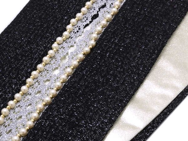 着物美人 送料込み 重ね襟 パールレース くすみ 伊達襟 重ね衿 掛け襟 襟 振袖重ね襟 振袖襟 成人式重ね襟 重ね襟くすみ 重ね襟パール パール襟 重ね襟レース 重ね襟黒 成人式 結婚式 入学 卒業式 振袖 訪問着 着物 袴 黒 銀 m339271E1