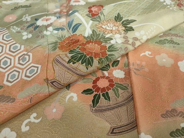 平和屋着物○訪問着 飾花文 暈し染め 金彩 正絹 逸品 DAAY5148ud