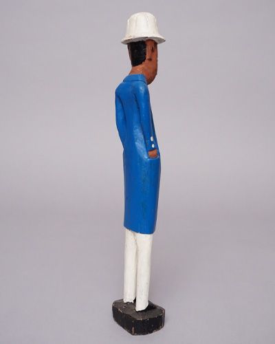 アフリカ　コートジボワール　コロン人形　Mサイズ　ブルーコートの紳士　木彫り　バウレ族　彫刻　置物　アフリカ雑貨