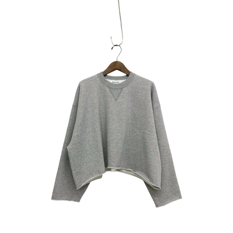 2025SS SACRA サクラ EXTRA FINE FLEECE TOP クロップドスウェットトップス グレー 38 125141091
