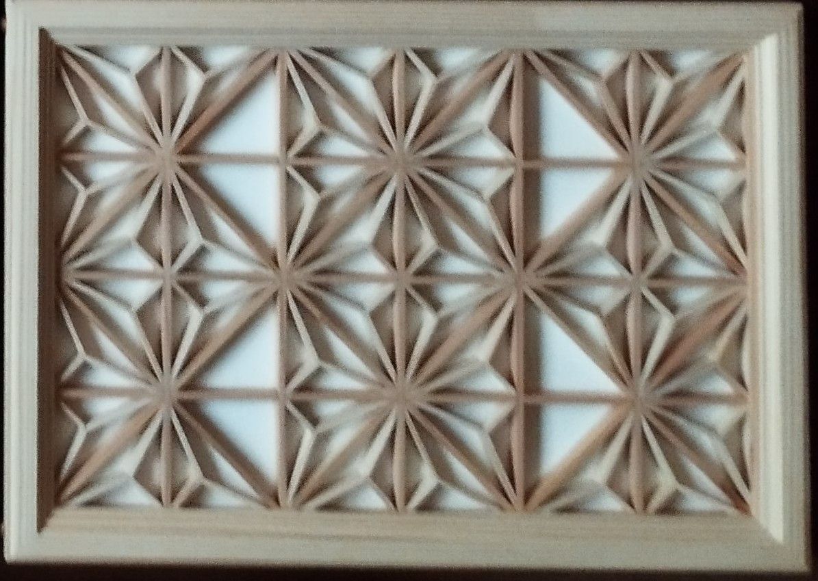 208 ️特価️麻の葉組子 組子絵柄 2枚一組木製額縁 組子細工とは｜組子