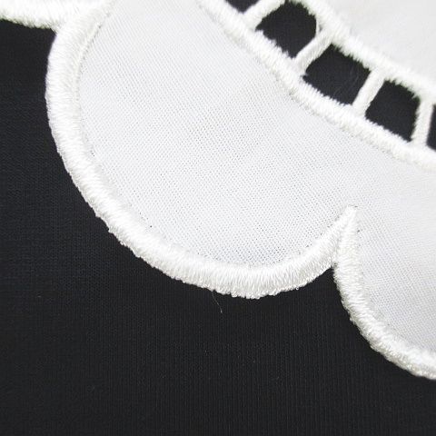 ヨリ yori 七分袖 スカラップカットソー F 紺系 ネイビー レース