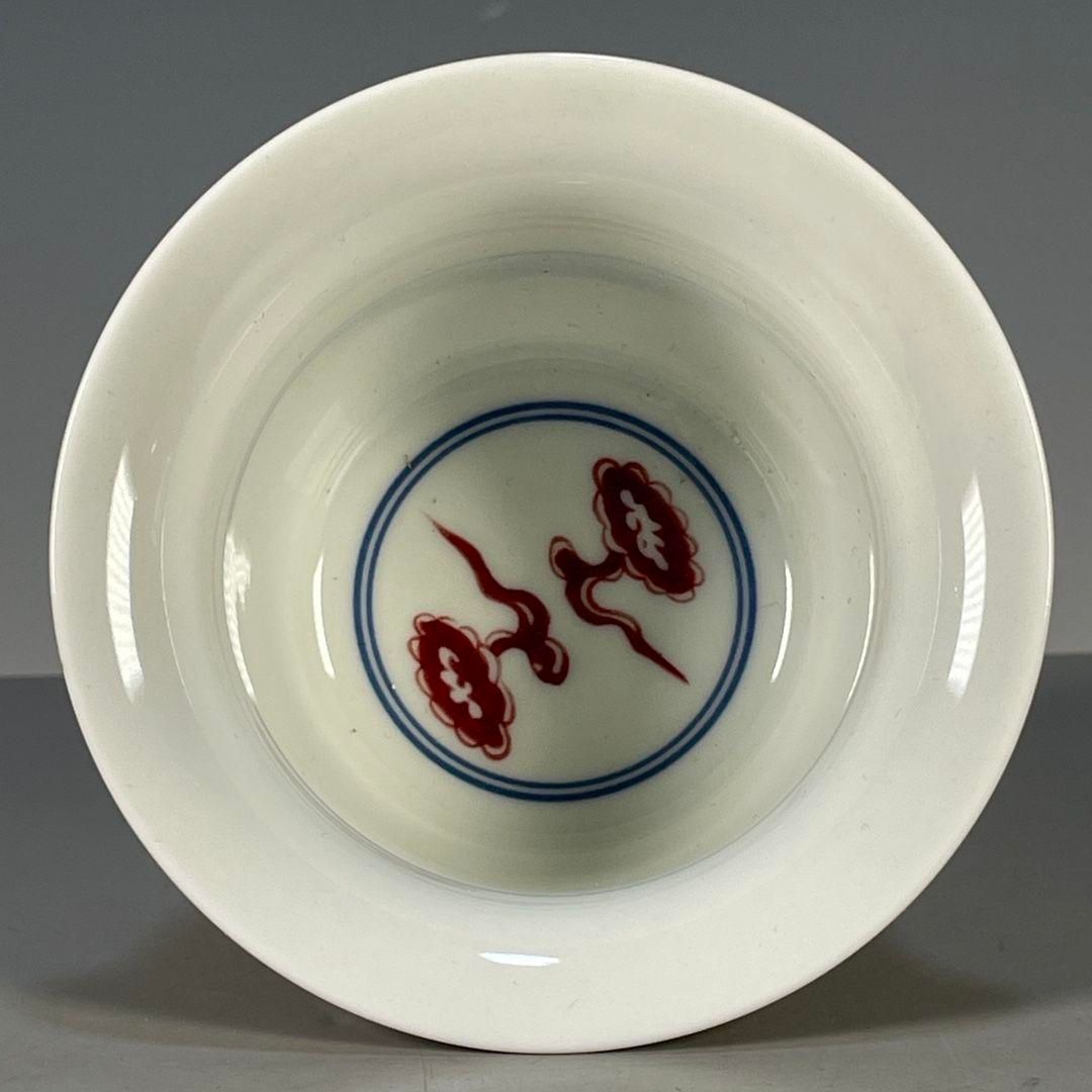 青花釉里紅竜紋蓋碗 湯呑 蓋付 茶器 陶磁器 現代工芸品 美術品 青花釉里紅竜紋蓋碗 湯呑 蓋付 茶器 陶磁器 現代工芸品 美術品