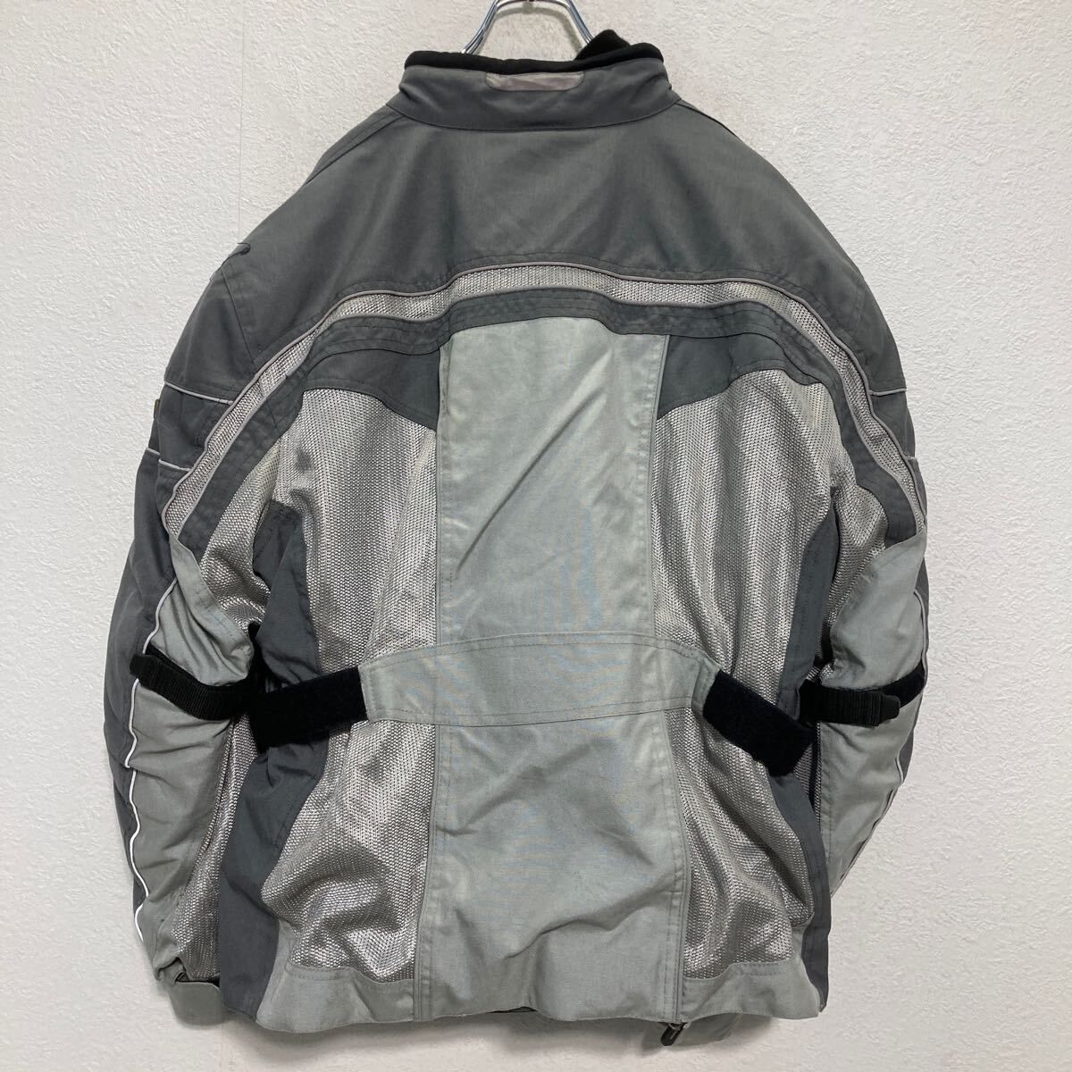 モーターサイクルジャケット 3XL グレー ビッグサイズ ライダース レーシング バイク ライナー付き 古着卸 アメリカ仕入 a611-6795