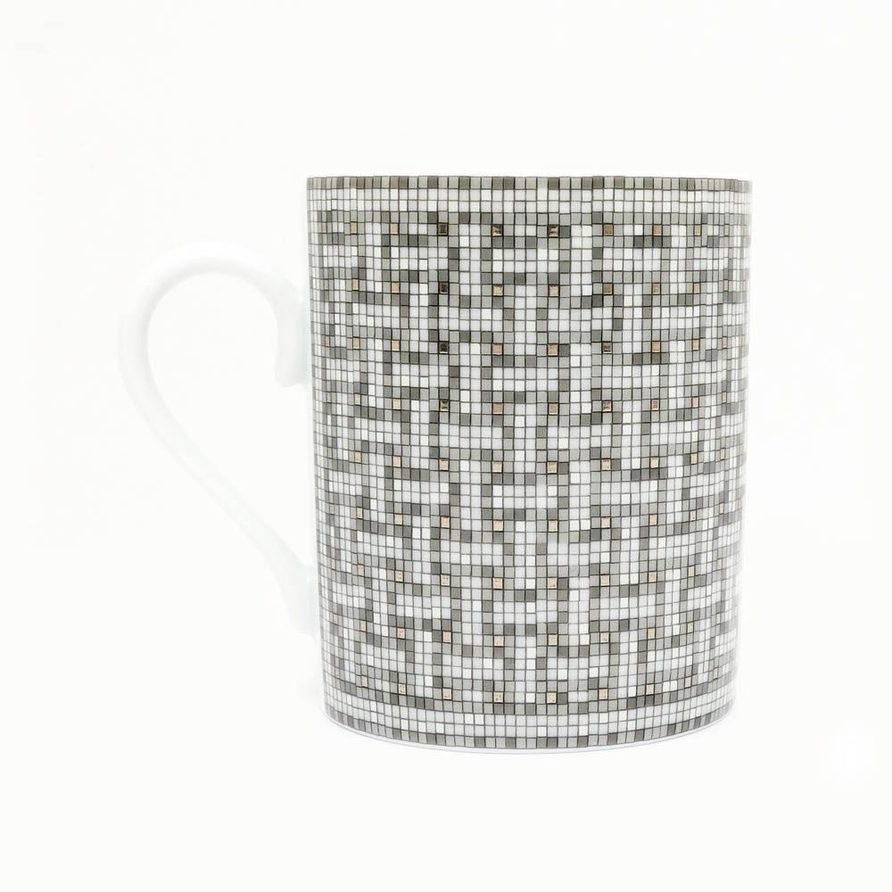 名東 エルメス マグカップ モザイク24 プラチナ シルバー ホワイト 陶器 食器 小物 その他