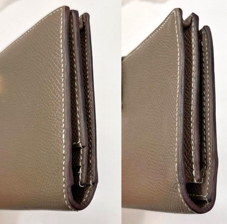 美品☆ エルメス ベアンスフレ エプソン エトゥープ 長財布 □P刻印