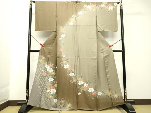 平和屋着物●訪問着　駒刺繍　立涌花唐草文　暈し染め　金彩　正絹　逸品　DAAT1231tw 平和屋着物○訪問着 駒刺繍 立涌花唐草文 暈し染め 金彩 正絹 逸品