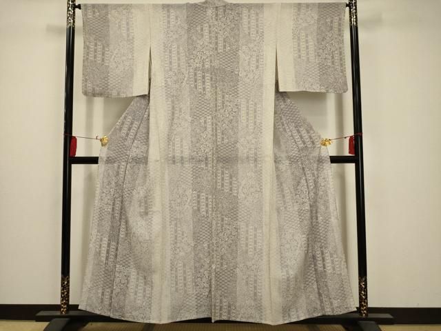 平和屋着物＊夏物 小紋 絽 花唐草文 正絹 AABA5518sx