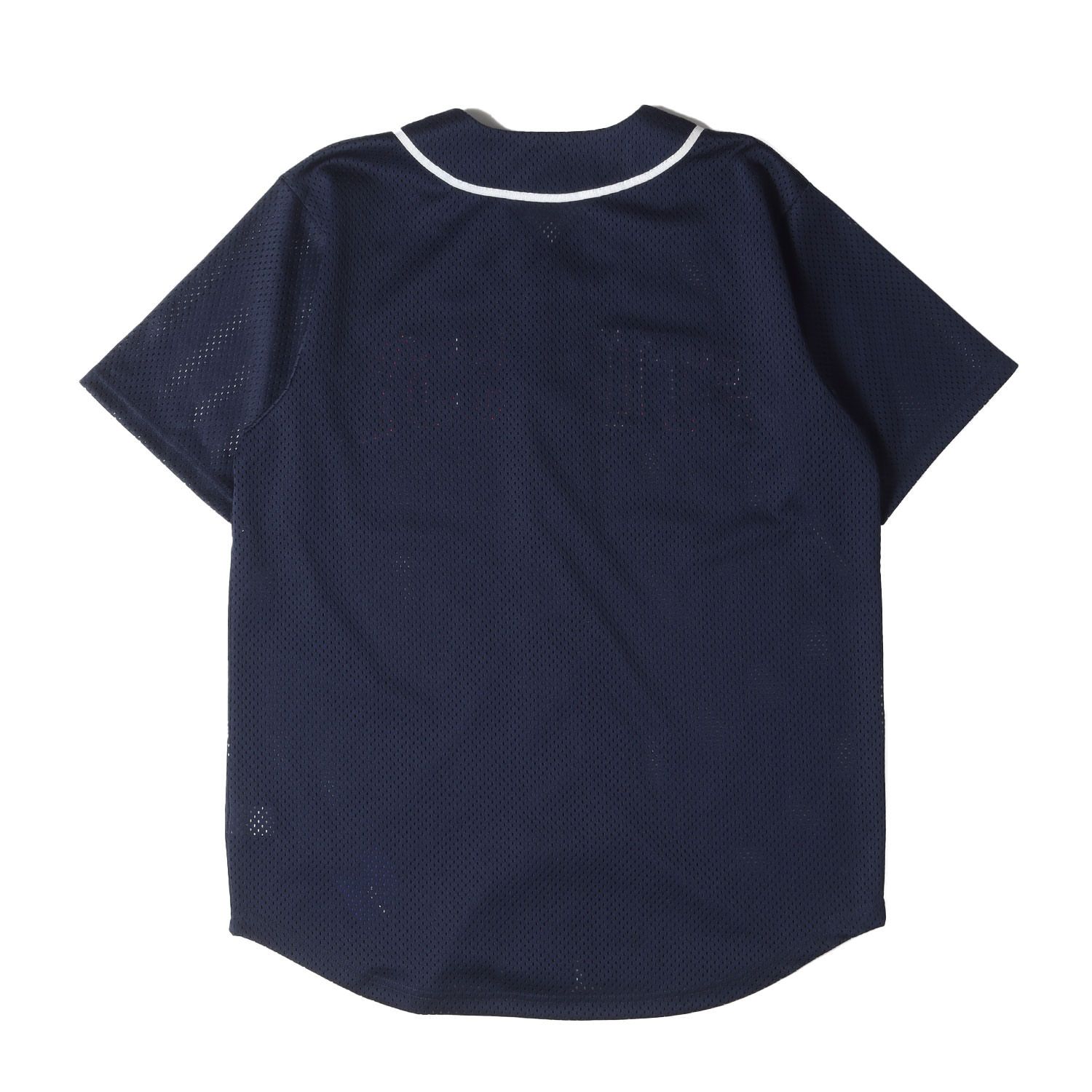 STUSSY メッシュ ベースボールシャツ STUSSY メッシュベースボールシャツM ネイビー